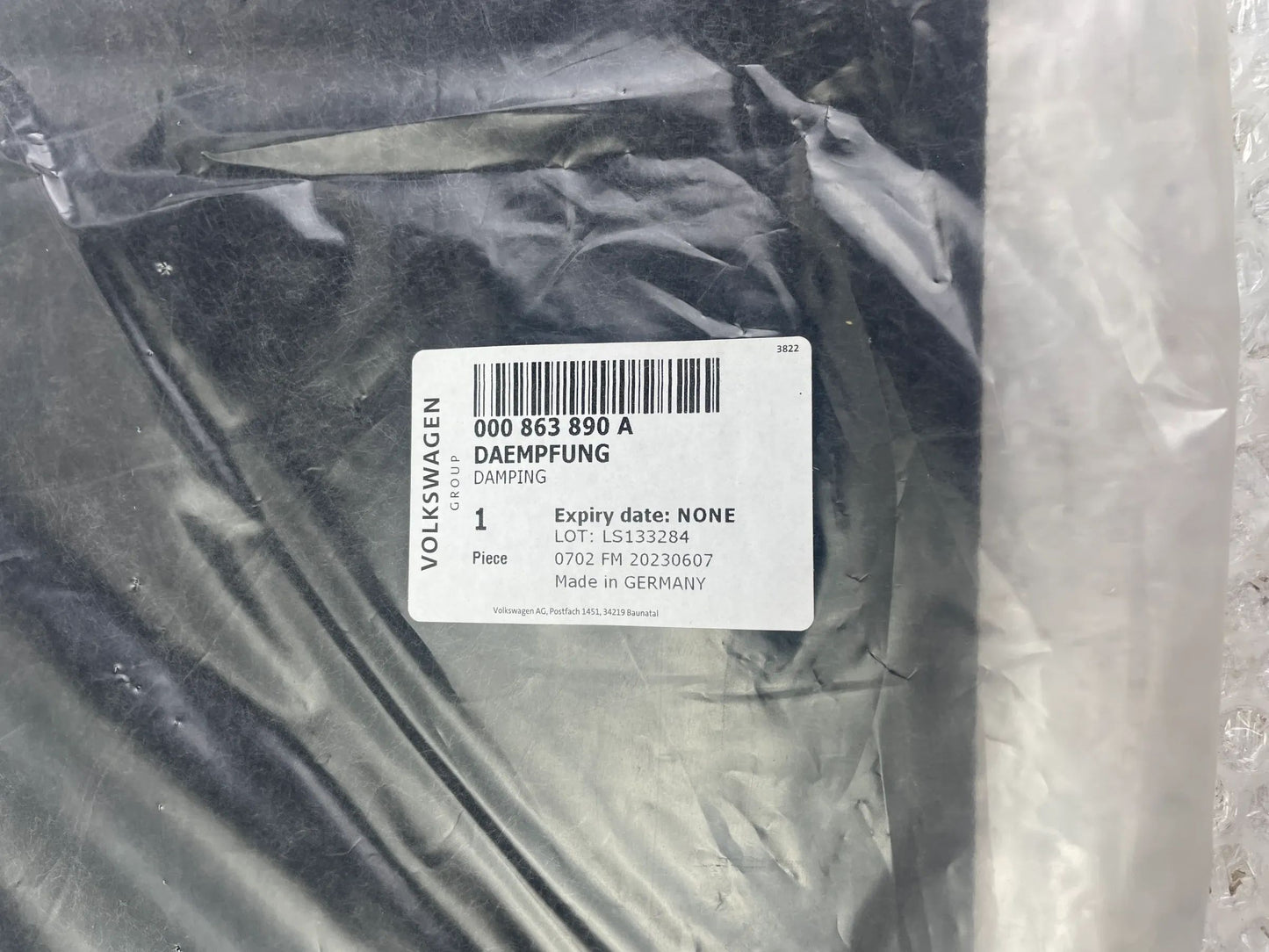 Original VW Dämpfung Dämpfermatte Mittelkonsole 000863890A
